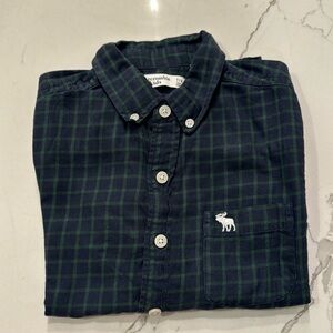 Abercrombie & Fitch Boys blue green Plaid shirt Sz 7-8